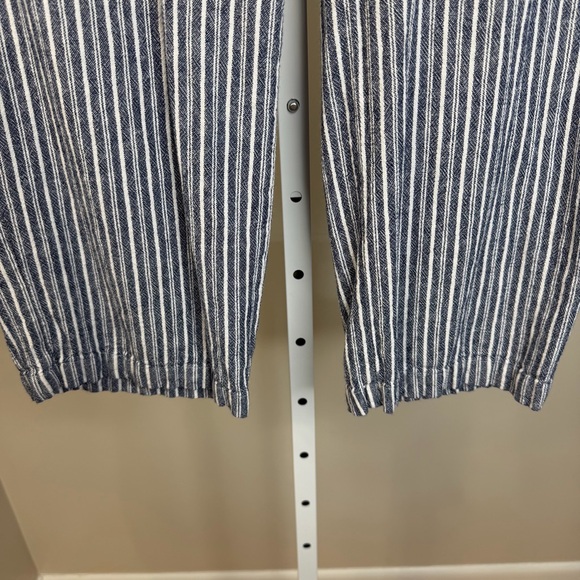 Old Navy blue white striped linen blend pants size medium drawstring wide leg - Picture 6 of 14